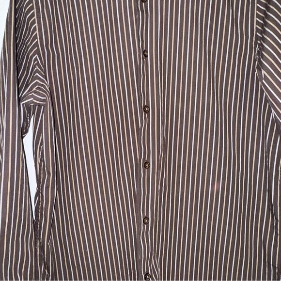 Men' Banana Republic Brown Striped Button Down Shirt - Picture 5 of 7